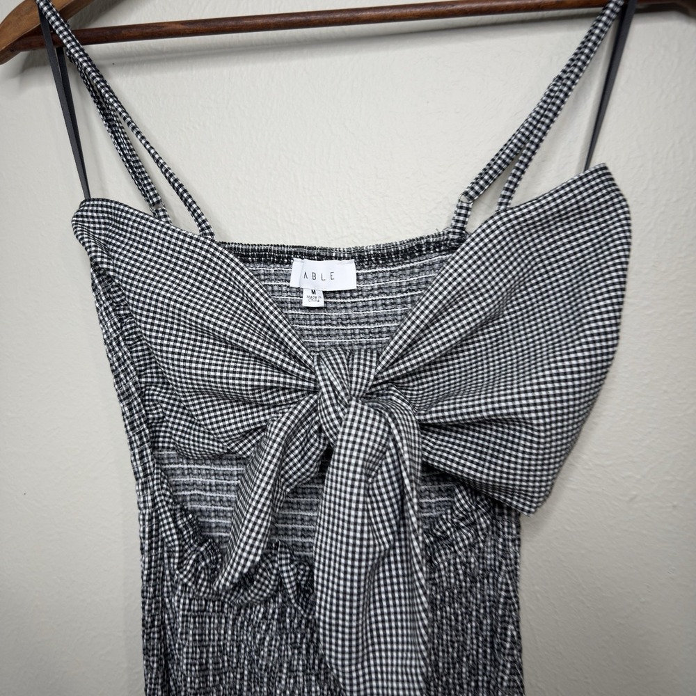 Mable Anthropologie Front Tie Gingham Smocked Mermaid Dress Cottagecore Beachy - Picture 5 of 11